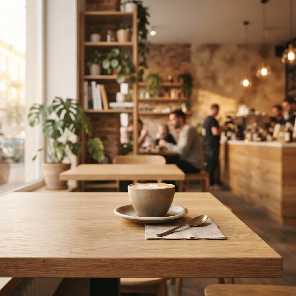 Warmly lit Scandinavian business interior